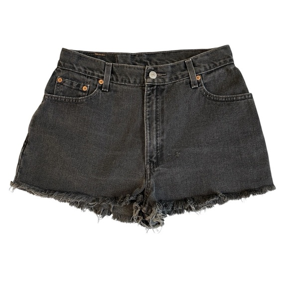 Levi's 550 Women's Black Denim Shorts. Self Cut Black size 12 (29) #1597 - Picture 6 of 8